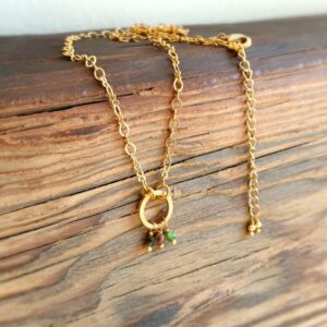 Mehrfarbige goldene Turmalin-Halskette