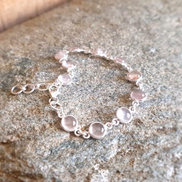 Bracelet en quartz rose argent